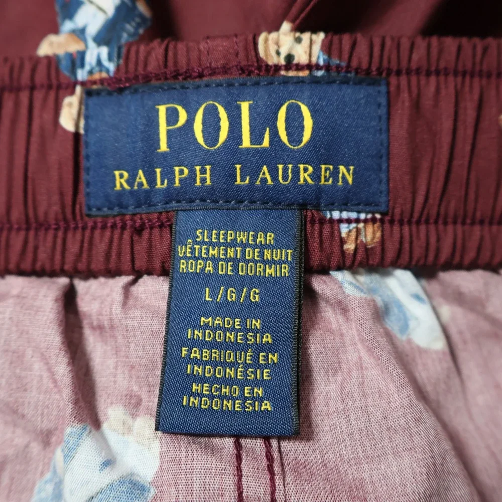Polo Ralph Lauren Pajama Pants Mens L Red Polo Bear Sleepwear Cotton $58 NWT